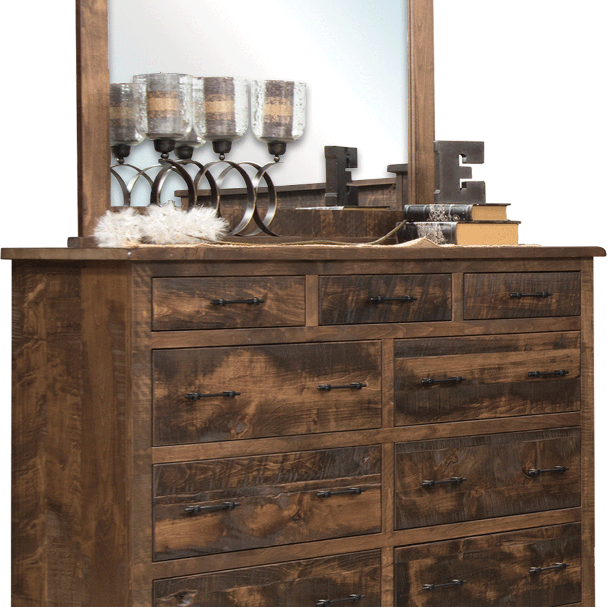 Amish Everest Rustic Dresser with Mirror in Brown Maple – AmishOutletStore