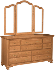 Amish Scarbrough Dresser with Tri-View Mirror