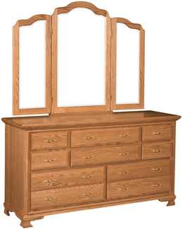 Amish Scarbrough Dresser with Tri-View Mirror
