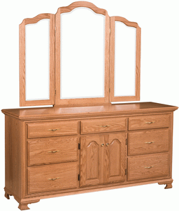 Amish Scarbrough Deluxe Dresser with Tri-View Mirror