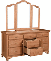 Amish Scarbrough Deluxe Dresser with Tri-View Mirror