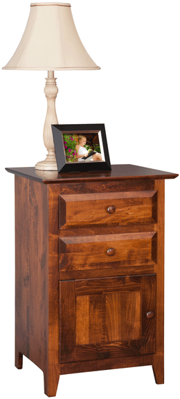 Amish English Shaker 2-Drawer/1-Door Nightstand