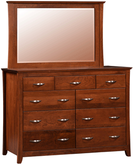 Amish Grand Double Mule Dresser with Mirror