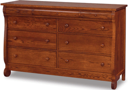Amish Old Classic Sleigh 9 Drawer Mule Dresser