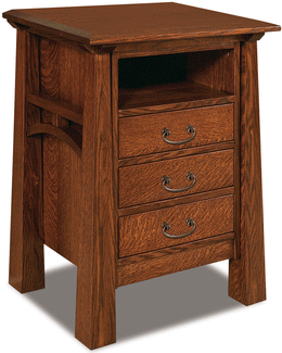 Amish Artesa 3 Drawer Nightstand with Opening