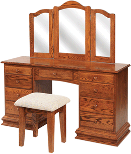 Amish Clockbase Dressing Table with Mirror