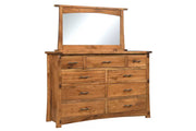 Amish Jillian 9 Drawer Dresser with Mirror