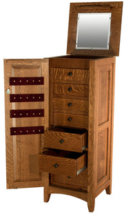 Amish Flush Mission With Lockable Door Jewelry Armoire