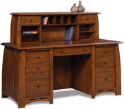 Amish Boulder Creek Desk with 2 Drawer Desk Topper