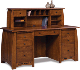 Amish Boulder Creek Desk with 2 Drawer Desk Topper