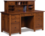 Amish Kascade Desk with 2-Drawer Desk Topper