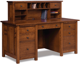 Amish Kascade Desk with 2-Drawer Desk Topper