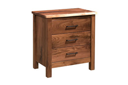 Amish Napa Live Edge 3 Drawer Nightstand