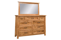 Amish Buffalo 9 Drawer Dresser with Mirror