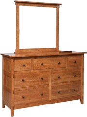 Amish Bungalow 7-Drawer Dresser with Mirror