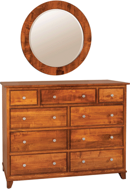 Amish Hyland Park Mule Dresser with Round Mirror