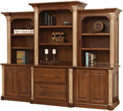 Amish Portland Deluxe Credenza with Three Piece Hutch