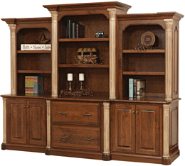 Amish Portland Deluxe Credenza with Three Piece Hutch