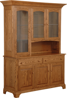 Amish Dover 3-Door Deluxe Hutch with Offset Opening