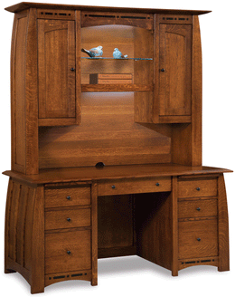 Amish Boulder Creek 7 Drawer Desk with Hutch