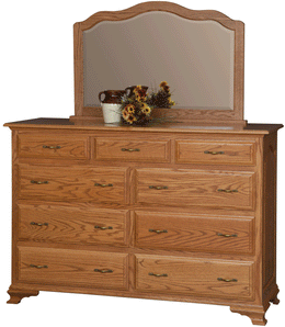 Amish Crown Villa Mule Dresser with Mirror
