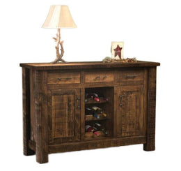 Amish Calder Buffet w/ Wine Rack in Rough Sawn Wormy Brown Maple