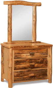Amish Rustic Slab 3-Drawer Dresser with Mirror