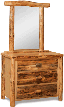 Amish Rustic Slab 3-Drawer Dresser with Mirror