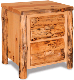 Amish Rustic Slab 2-Drawer Nightstand