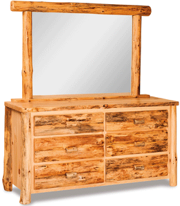 Amish Rustic Slab Dresser with Mirror