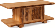 Amish Rustic Slab Live Edge Coffee Table with Door