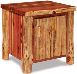 Amish Rustic Slab End Table with Door