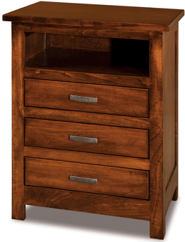 Amish Flush Mission 3-Drawer Nightstand with Opening
