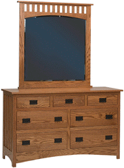 Amish Schwartz Mission 7 Drawer Dresser with Mirror