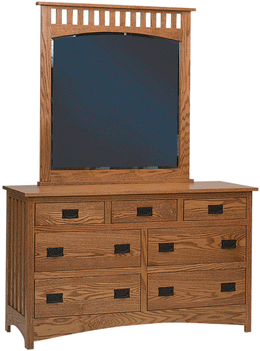 Amish Schwartz Mission 7 Drawer Dresser with Mirror