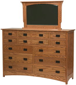 Amish Schwartz Mission 12 Drawer Dresser with Mirror
