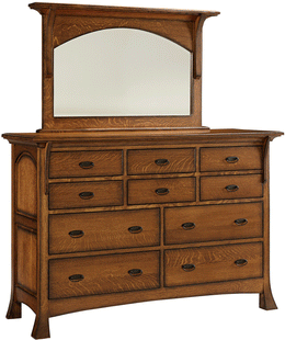 Amish Breckenridge 10-Drawer Dresser with Mirror
