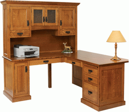 Amish St. Louis Corner Desk with Hutch Top