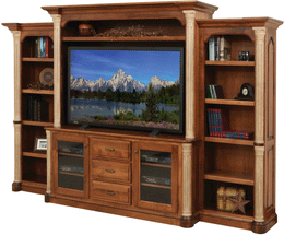 Amish Portland Entertainment Center with Bookcases
