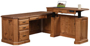Amish Fifth Avenue L-Desk with Adjustable Return