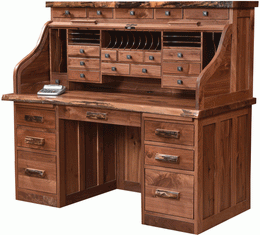 Amish Deluxe Roll-Top Desk with Live Edge