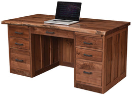 Amish Mission Flat-Top Desk with Live Edge