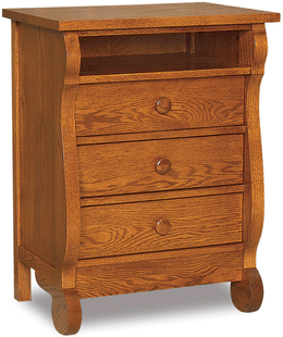 Amish Old Classic Sleigh 3 Drawer Nightstand with Opening