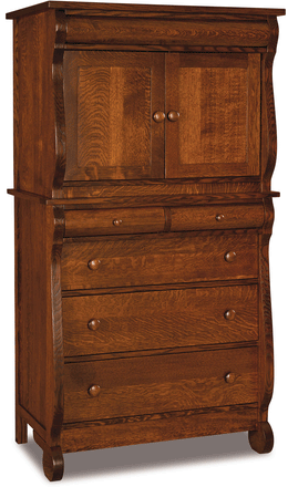 Amish Old Classic Sleigh Chest Armoire