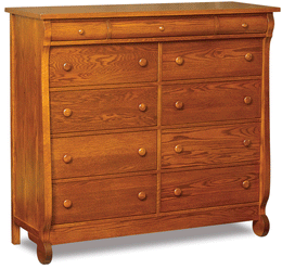 Amish Old Classic Sleigh 11 Drawer Double Chest