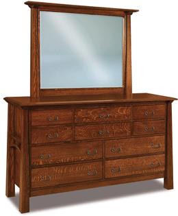 Amish Artesa 10 Drawer Dresser with Mirror