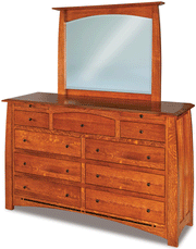 Amish Boulder Creek 9 Drawer Dresser with Arched Drawer with Mirror