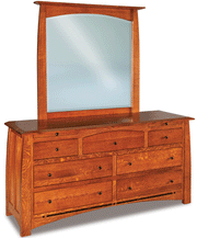 Amish Boulder Creek 7 Drawer Dresser with Arched Drawer and Mirror