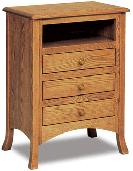 Amish Carlisle 3 Drawer Nightstand with Opening