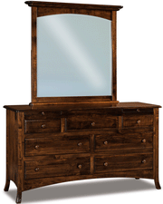 Amish Carlisle 7 Drawer Dresser with Arch Drawer and Mirror